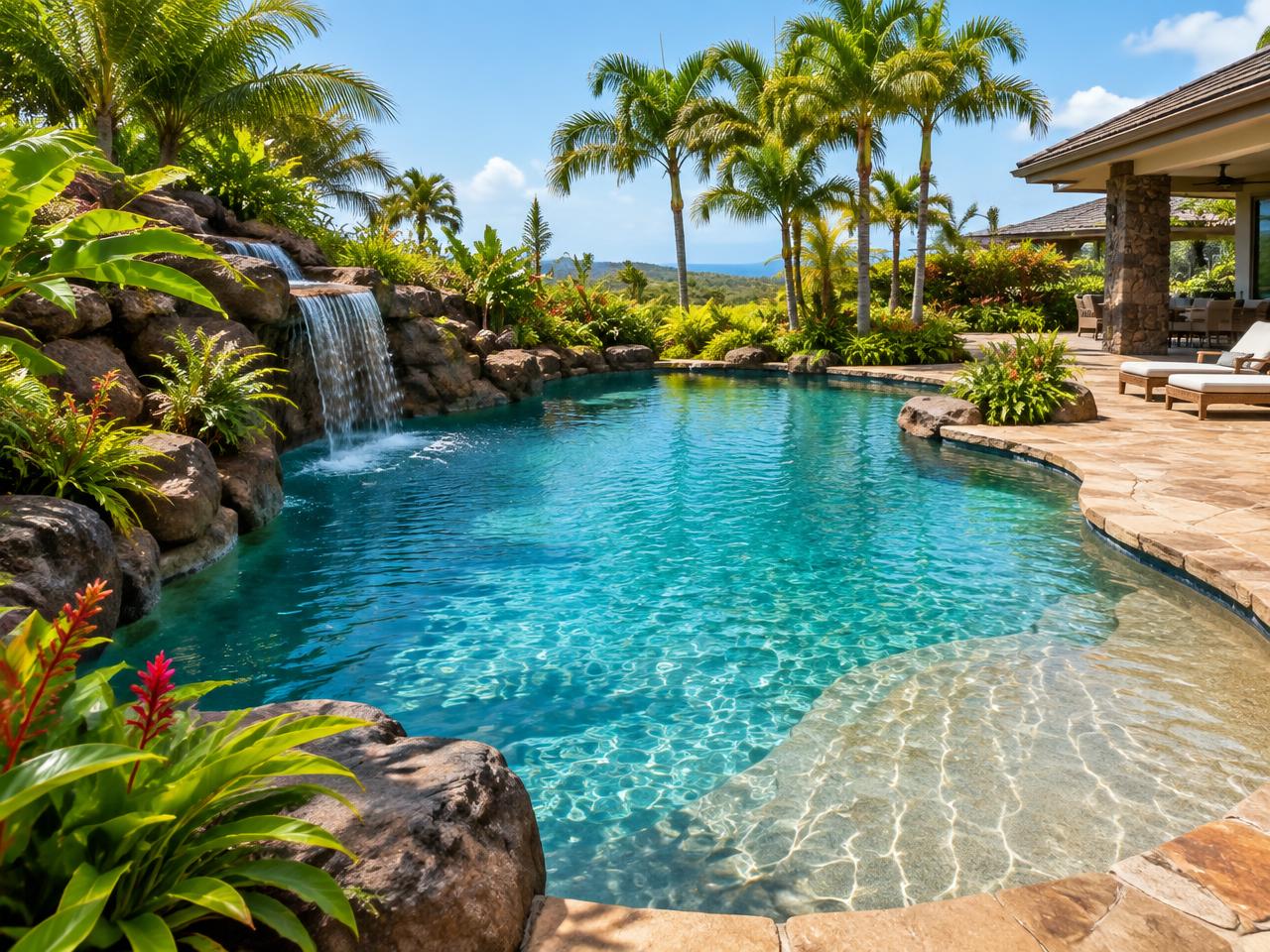 Beautiful tropical residential pool